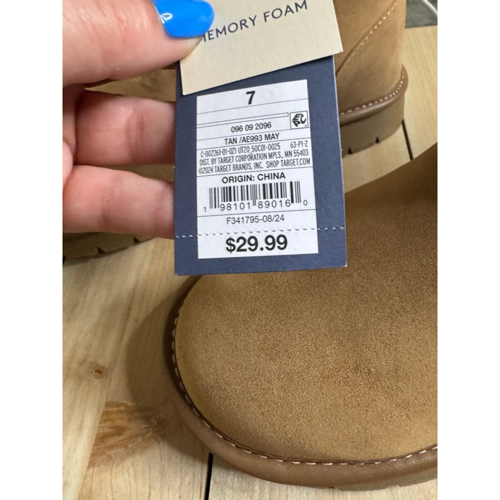Women's May Suede Booties with Memory Foam Insole - Universal Thread™ Tan 7 - Picture 6 of 6